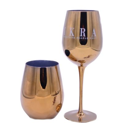 গুণ Gold Plated 16oz Crystal Wine Glass With Decal Logo For Gift কারখানা
