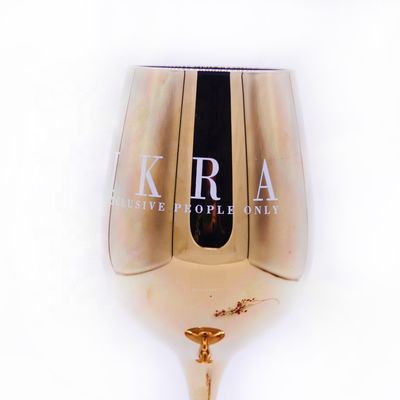 গুণ Gold Plated 16oz Crystal Wine Glass With Decal Logo For Gift কারখানা