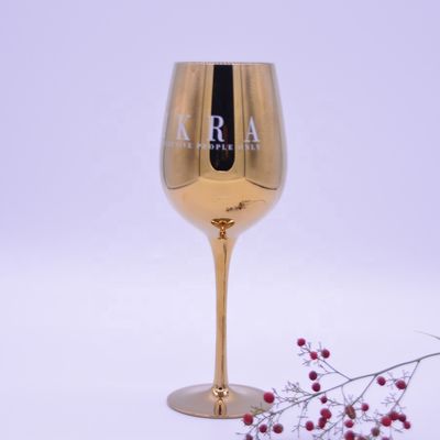 গুণ Gold Plated 16oz Crystal Wine Glass With Decal Logo For Gift কারখানা