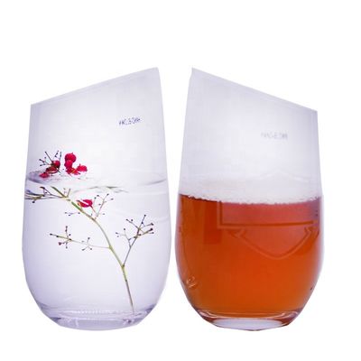 গুণ Bevel Oblique Edge Stemless Crystal Wine Glass With Angle Top কারখানা