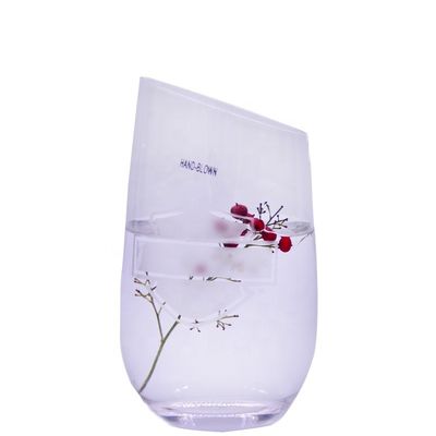 গুণ Bevel Oblique Edge Stemless Crystal Wine Glass With Angle Top কারখানা