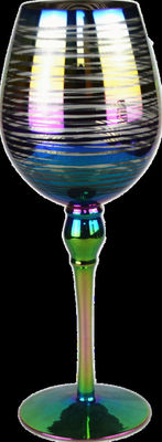 গুণ Laser Circles Pattern Iridescent Crystal Wine Glass With Pearl Stem কারখানা