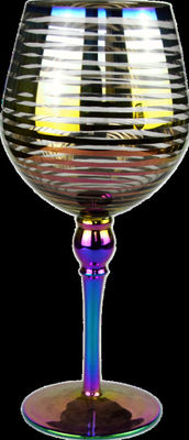 গুণ Laser Circles Pattern Iridescent Crystal Wine Glass With Pearl Stem কারখানা