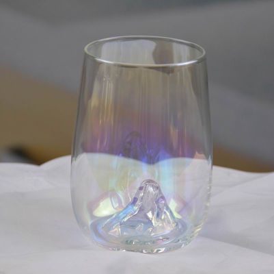 গুণ Ice Mountain Bottom Crystal Wine Glass With Ion Plated Irridescent কারখানা