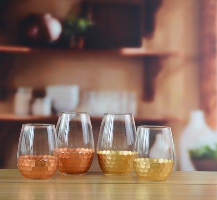 গুণ 450ml Gold Cutted Honeycomb Stemless Crystal Wine Glass কারখানা