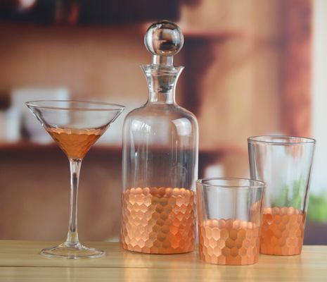 গুণ 450ml Gold Cutted Honeycomb Stemless Crystal Wine Glass কারখানা