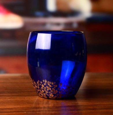 গুণ Handblowned Blue Rock Golden Dots Crystal Wine Glass কারখানা