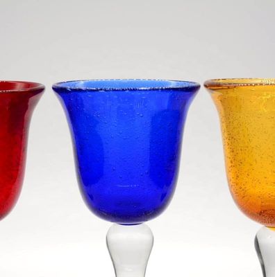 গুণ Handblown Solid Color Mexican Bubbles Goblet Crystal Wine Glass কারখানা