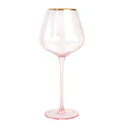 গুণ Gold Rim Pink Crystal Wine Glass For Holiday Party কারখানা