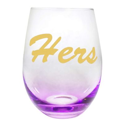 গুণ Egg Shape  Stemless Clear Wine Glass ，Clear Stemless Wine Glasses With Golden Fonts কারখানা