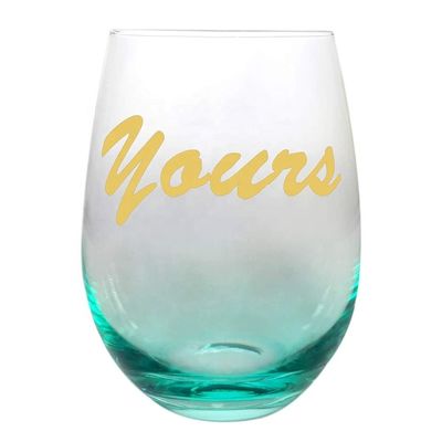 গুণ Egg Shape  Stemless Clear Wine Glass ，Clear Stemless Wine Glasses With Golden Fonts কারখানা