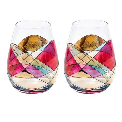 গুণ Handpainted Stemless Golden Luster Crystal Wine Glass , Engraved Crystal Glasses কারখানা