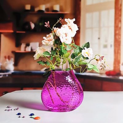 গুণ Home Decoration 8" Fish Style Vintage Pink Glass Vase কারখানা