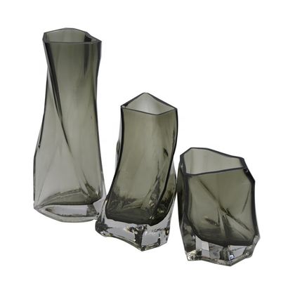 গুণ 3 Size Warped Grey Color Tall Centerpiece Vases কারখানা