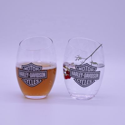 গুণ Angled Top 10oz Handmade Whiskey Glass With Color Logo Print কারখানা