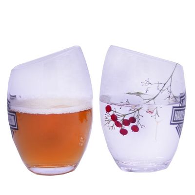 গুণ Angled Top 10oz Handmade Whiskey Glass With Color Logo Print কারখানা