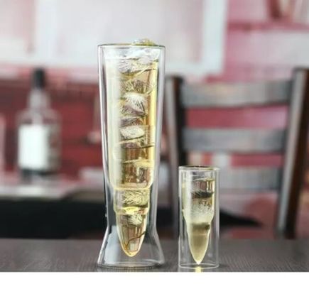 গুণ Bullet Shaped Double Wall 45ml Unique Shot Glasses কারখানা