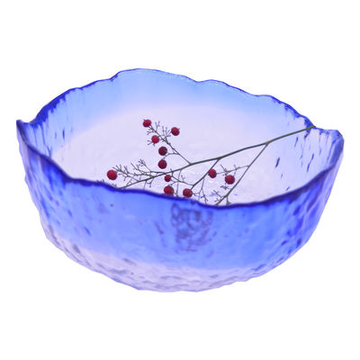 গুণ Hammered Pattern Irregular Shape Crystal Salad Serving Bowl কারখানা