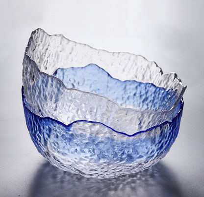 গুণ Hammered Pattern Irregular Shape Crystal Salad Serving Bowl কারখানা