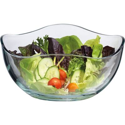 গুণ Transparent Durable Wave Rim Glass Charger Plates , Fruit Salad Glass Bowl কারখানা