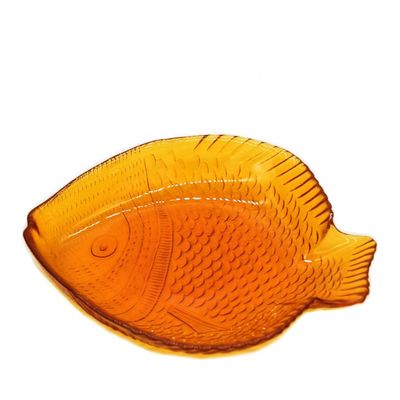 গুণ Fish Shaped Embossed Colorful Glass Charger Plates কারখানা
