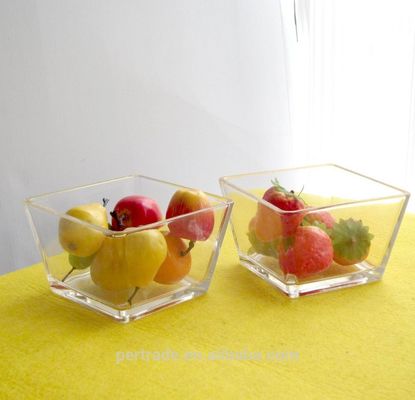 গুণ Transparent Square Shaped Glass Salad Bowl , Crystal Salad Bowl For Home কারখানা