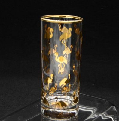গুণ Golden Flamingo Printed Crystal Highball Glasses For Restaurant কারখানা