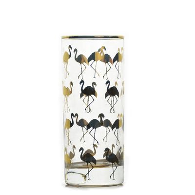 গুণ Golden Flamingo Printed Crystal Highball Glasses For Restaurant কারখানা