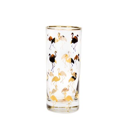 গুণ Golden Flamingo Printed Crystal Highball Glasses For Restaurant কারখানা