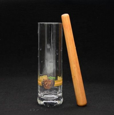 গুণ 8" Cylinder Crystal Cocktail Glasses With Wood Pestle কারখানা