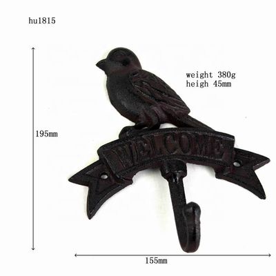 গুণ Antique Wall Mount Bird shape Black Iron Coat Hooks কারখানা