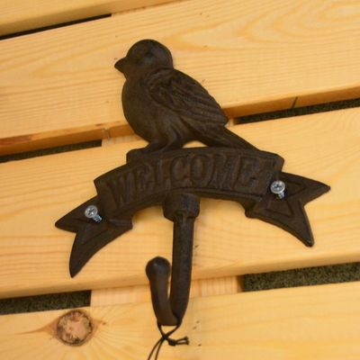 গুণ Antique Wall Mount Bird shape Black Iron Coat Hooks কারখানা