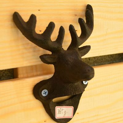 গুণ Home Decor Deer Head Brown Rust Cast Iron Bottle Opener কারখানা
