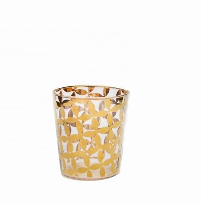 গুণ Gold Print High End Stemless Wine Glass Tumbler , Crystal Highball Glasses কারখানা