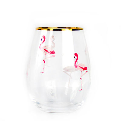 গুণ Hand Painted Gold Rim Wine Glass Tumbler With Color Decal কারখানা