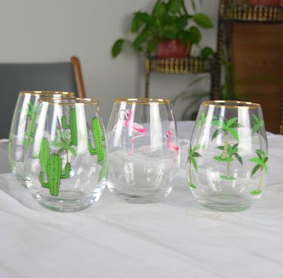 গুণ Hand Painted Gold Rim Wine Glass Tumbler With Color Decal কারখানা