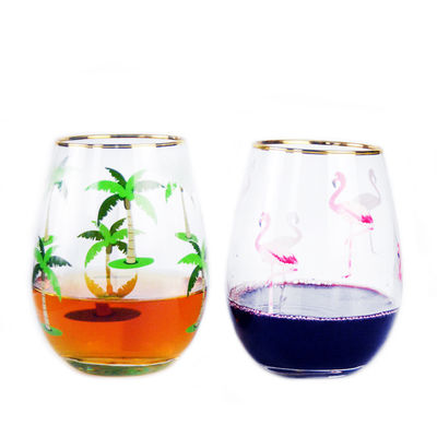 গুণ Hand Painted Gold Rim Wine Glass Tumbler With Color Decal কারখানা