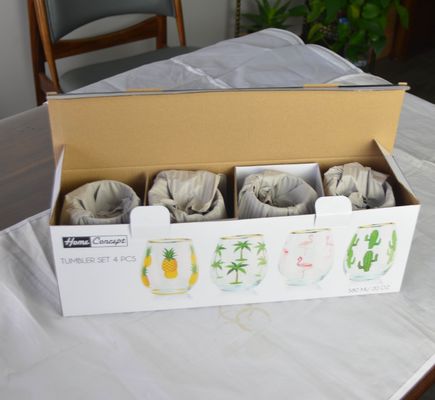 গুণ Hand Painted Gold Rim Wine Glass Tumbler With Color Decal কারখানা