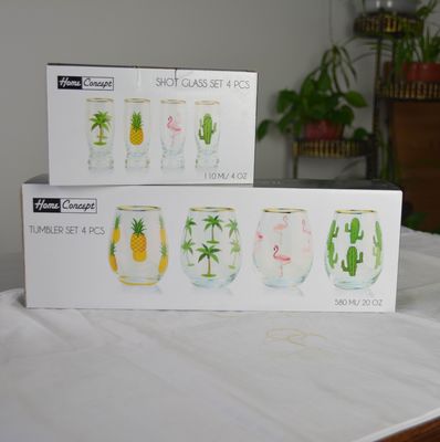 গুণ Hand Painted Gold Rim Wine Glass Tumbler With Color Decal কারখানা