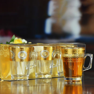 গুণ Golden Decorated Gold Decal Tumbler Drinking Glasses কারখানা