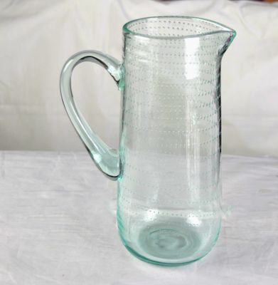 গুণ Recycle Green Spiraling Bubbles  Glass Water Pitcher , Large Glass Pitcher কারখানা