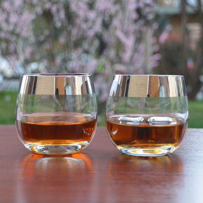 গুণ Silver Rim Ion Plated Platinum Tumbler Drinking Glasses কারখানা