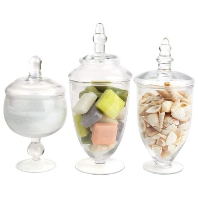 গুণ Multipurpose Set Of 3 Clear Glass Jars For Kitchen কারখানা