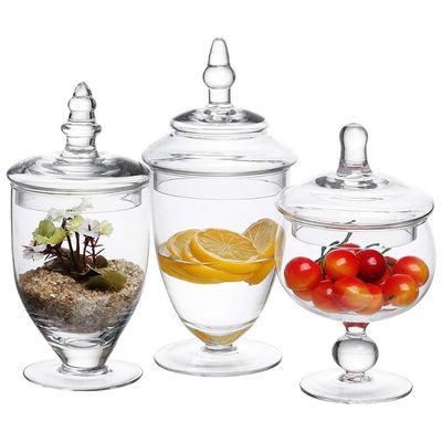 গুণ Multipurpose Set Of 3 Clear Glass Jars For Kitchen কারখানা