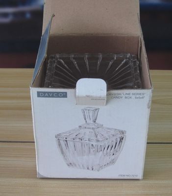 গুণ Square Optic Stripes Glass Storage Jars For Candy কারখানা