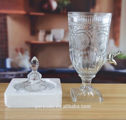 গুণ Deep Cutted Engraved 5l Glass Jar With Lid . Glass Food Storage Jars কারখানা