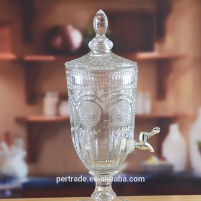 গুণ Deep Cutted Engraved 5l Glass Jar With Lid . Glass Food Storage Jars কারখানা