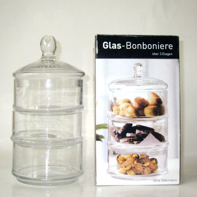 গুণ Handblown 3 Layer Stackable Storage Jars With Lids কারখানা