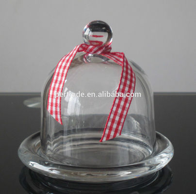 গুণ Transparent Oval Lead Free Glass Butter Keeper ,  Clear Butter Plate কারখানা