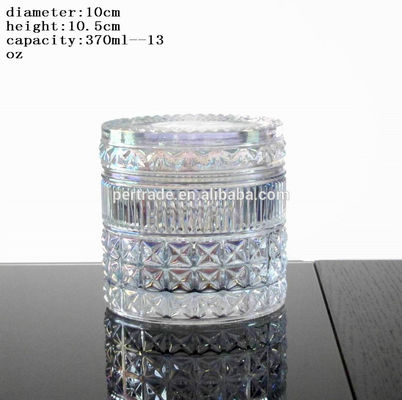 গুণ Embossed Diamonds Pattern Glass Storage Jars With For Candle কারখানা